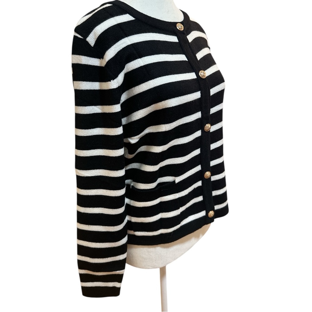 Anrabess NWT Black and White Striped Women's Sweater - Picture 5 of 10